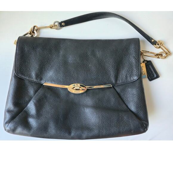 Coach Madison Shoulder Flap Bag Black Pebbled Leather Envelope Purse Handbag EUC - Picture 8 of 15